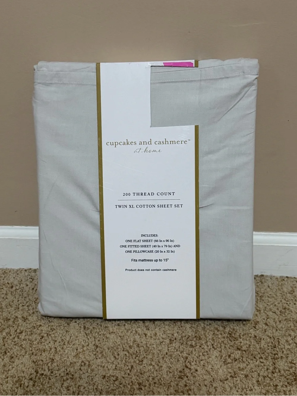 cupcakes & cashmere Twin XL Cotton Sheet Set in Light Gray